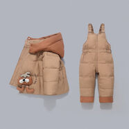 童泰貝康兒童服寶寶服套裝女童男童冬裝兩件套新款嬰兒嬰幼兒加厚外套 2513咖啡色 80