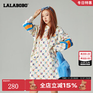拉拉波波設計師潮牌新款時(shí)尚休閑老花滿(mǎn)印寬松顯瘦長(cháng)袖連衣裙LBBC-WSZY11 米色 S