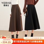 婭麗達(dá)赫本風(fēng)仿毛呢半身裙女2023秋冬新款a字傘裙遮胯氣質(zhì)長(zhǎng)裙子 黑色 M