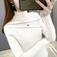 香影純半高領(lǐng)打底衫蕾絲毛衣女套頭2025秋冬新款顯瘦內搭針織衫外穿上衣 白色 S (建議95斤以?xún)?