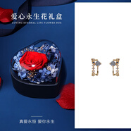 憶瑾「海藍霧語(yǔ)」藍色妖姬貓眼石耳釘女925銀針超仙復古森系耳飾耳環(huán) 【愛(ài)心花盒】貓眼石耳環(huán)【銀針】