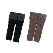 南極人（Nanjiren）適配兒童連褲襪秋冬加絨加厚女童寶寶打底褲外穿中大童一體打底襪 黑色+卡其(2條裝) 165 S 可開(kāi)檔(建議身高85-95cm)