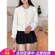 歐貝汐【新品】針織馬甲女2025新款秋裝韓系穿搭毛衣背心坎肩馬夾開(kāi)衫 白色 均碼