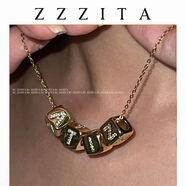 buhesytZZZITA字母骰子項鏈適用女性復古時(shí)髦感日韓風(fēng)格合金鍍銀鍍金合金 珠項鏈4顆字母