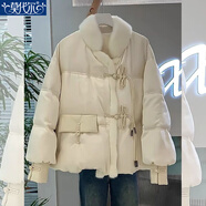 莫代爾冬季2025新款可愛(ài)顯瘦百搭棉襖女韓系穿搭時(shí)尚保暖小香風(fēng)棉服外套 白色 L 建議96-115斤