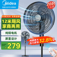 美的（Midea）工業(yè)電風(fēng)扇20吋牛角扇立式金屬落地扇商用家用空氣循環(huán)強力大風(fēng)力大功率工廠(chǎng) FS45-23DR（75W大功率遙控款）