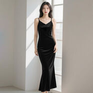 ONE BUYE【新品】包臀魚(yú)尾裙秋V領(lǐng)通勤吊帶裙25071020 黑色 XL