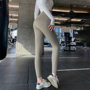 運動(dòng)短褲女跑步蜜桃提臀緊身大尺碼速干干防走光健身瑜伽訓練五分 束腰款冷棕色長(cháng)褲 S S