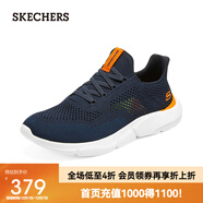 斯凱奇（Skechers）夏季男鞋新款輕便一腳蹬透氣網(wǎng)面休閑運動(dòng)跑步鞋百搭慢跑鞋210281 海軍藍色/橘色/210281-NVOR 41