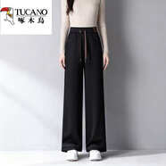 啄木鳥(niǎo)加絨加厚2025新款外穿高腰彈力休閑寬松大碼中老年媽媽仿牛仔褲 【復古魅力】丨藏青仿牛仔褲丨春秋薄薄 輕薄 3XL 【105-115斤】