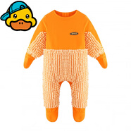 G.duck小黃鴨嬰兒衣服爬行服夏季拖地裝寶寶爬爬服兒童連體衣擦地板防臟 桔色包手包腳 春秋 80cm 80碼（身高76厘米以下，19