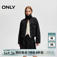 ONLY 2024秋季復古帥氣毛絨拼接領(lǐng)口保暖牛仔外套女|124354012