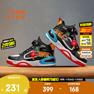 安踏兒童運動(dòng)鞋男大童鞋2024秋冬保暖歌迷那旋鈕扣弧光高幫板鞋 黑/安踏白/橘黃-12 34