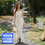 Olrain歐芮兒吊帶碎花連衣裙夏季女裝浪漫優(yōu)雅長(cháng)裙子度假沙灘裙 波點(diǎn) S