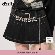 DZZIT明星同款牛仔裙春秋辣妹風(fēng)百褶半裙白色 黑色 （預計7/25前發(fā)貨） S