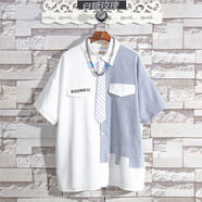 Soinku潮型庫白糖玫瑰2024設計感小眾學(xué)院dk風(fēng)穿搭長(cháng)袖襯衫男女秋季上衣青少年 白色短袖 M M