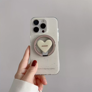 TKHE愛(ài)心折疊磁吸支架適用蘋(píng)果16E/17promax手機殼12/13PRO/12mini/XR/14/15PRO/XSmax潑墨殼876PLUS創(chuàng  ) 杏色底潑墨殼殼+磁吸折疊愛(ài) iphone4