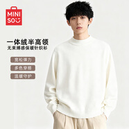 名創(chuàng  )優(yōu)品（MINISO）半高領(lǐng)針織毛衣男款冬季一體絨保暖內搭疊穿加厚打底衫 白 L