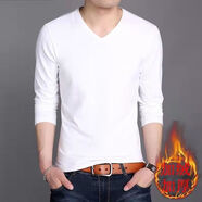 南極人男士長(cháng)袖T恤雞心V領(lǐng)打底衫桃尖領(lǐng)上衣純棉秋衣寬松汗衫百搭內衣服 JR08白色 M