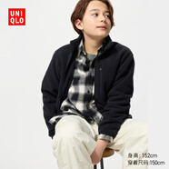 優(yōu)衣庫童裝男童女童搖粒絨拉鏈茄克長(cháng)袖外套夾克秋冬新款478141 09 黑色 160