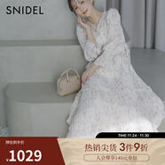 SNIDEL2025春夏新品優(yōu)雅花苞袖木耳邊蛋糕百褶連衣裙SWFO251122 淺米色 M (1)