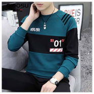 費洛仕秋冬季雙面德絨秋裝保暖內衣打底衫青少年可外穿套頭拼色衛衣男生 W12藍色(不加絨) M (90-105斤)