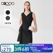 G2000女裝連衣裙2025年春季新款V領(lǐng)不規則收腰顯瘦時(shí)尚潮流連身裙21731 黑色/99 XS /32