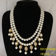 復古西洋風(fēng)彩色琉璃珠多層短款項鏈鑲鉆切面寶石珍珠項鏈毛衣鏈 FM176珍珠項鏈