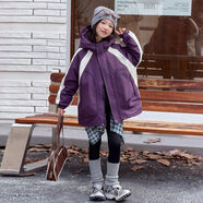 未來(lái)之星（FUTURE STAR）女童超好看三合一沖鋒衣加絨外套秋冬裝抓絨衣加厚保暖上衣兒童裝 紫外套加羽絨內膽 120 關(guān)注收藏優(yōu)先發(fā)貨