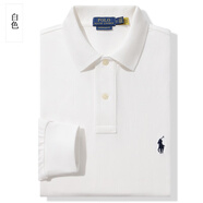 FAME RALPH LAUREN北美采購拉夫勞倫男長(cháng)袖t恤RL純棉翻領(lǐng)小馬標寬松打底保羅polo衫 白色 S