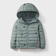 兒童整塊棉服輕薄款外套男童棉衣女童棉襖大童男孩女孩 墨綠印花特價(jià)清倉 均碼 120碼