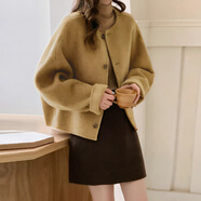 五個(gè)橘子短外套女2025秋冬夾棉加厚圓領(lǐng)毛呢小香風(fēng)名媛氣質(zhì)小個(gè)子上衣女 駝色 L