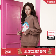 拉拉波波哆啦A夢(mèng)新款設計感減齡薄衛衣女圓領(lǐng)寬松顯瘦高級上衣ABCD-WSTS18 咖色 M
