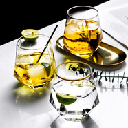 INSCRIPTION日式金邊玻璃杯威士忌酒杯洋酒杯透明果汁飲料杯家用水杯 六菱杯·描金(340ml)