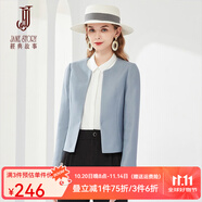 經(jīng)典故事（JANE STORY）經(jīng)典故事設(shè)計(jì)感西裝外套女秋季新款無(wú)領(lǐng)西服別致小眾短款小外套 M03 灰藍(lán)色 XL