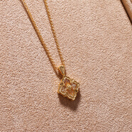 晶瑞得日韓風(fēng)格歌劇院opera項鏈珍珠母貝植物花卉圖案18K黃金吊墜鎖骨鏈 opera項鏈小號白貝母不帶鉆 雙面不帶鉆