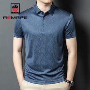 AEMAPE品牌桑蠶.絲短袖t恤男2025新款中年商務(wù)休閑印花翻領(lǐng)體恤polo.衫 灰蘭 M 165 建議 95-115斤