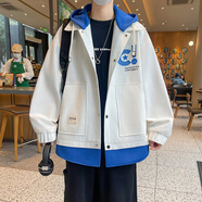 美特斯邦威（Meters Bonwe）青少年初中學(xué)生裝立領(lǐng)夾克男孩春秋季棒球服上衣大童休閑運動(dòng)外套 k62白色 L 建議(100-115)斤左右