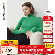 朗姿【朗姿羊毛Basic衣櫥】純羊毛法式毛針織衫冬季新款修身長(zhǎng)袖毛衣 深薄荷綠色2 2XL