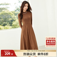 尚都比拉秋冬復古氣質(zhì)女神范打底針織連衣裙中長(cháng)款顯瘦a字裙 板栗棕 XL 