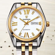 商沃（SARWOO）梅之花空中霸王全自動(dòng)機械表適合中老年佩戴的手表 間金白面升級版
