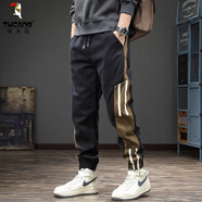 啄木鳥(niǎo)（TUCANO）休閑褲男2025潮牌春季工裝束腳褲子大碼春秋新款痞帥哈倫運動(dòng)長(cháng)褲 黑色 L 【合適體重130-145斤】
