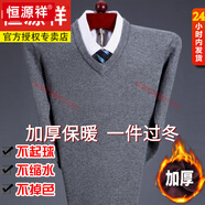 恒源祥2025秋冬新款羊毛衫男士保暖內穿毛衣加厚半高領(lǐng)針織打底羊毛絨衫 灰色-V/領(lǐng) 加厚 XL 新l款品175建議135-15