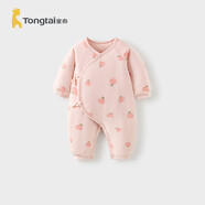 童泰秋冬0-6個(gè)月新生兒嬰兒寶寶偏開(kāi)保暖衣連體蝴蝶哈衣棉衣粉色52cm