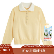 茵曼（INMAN）2025秋冬女裝新款撞色雙層領(lǐng)毛衣長袖針織衫 淡黃色 XL