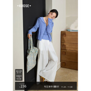 闊色（kuose）白色裙褲松弛寬松闊腿休閑褲女2025秋季新款直筒高腰長(cháng)褲子 白色 M /M
