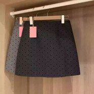 秋冬加厚灰色波點(diǎn)毛呢防走光半身裙高腰包臀裙大碼a字顯瘦短裙女 深灰色#毛呢面料【防走光】 XS  建議75-85斤