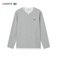 鱷魚(yú)（LACOSTE）【王一博同款】情侶款25秋新款假兩件T恤|TH2589 CCA/銀灰色 S