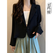尤柯鳥 YOEKBIRD2025早秋小西裝短外套女小個(gè)子春秋外搭大碼胖mm西服上衣新款 黑色【早秋/秋裝/秋季/獨(dú)特超好 M 【建議85-100斤】