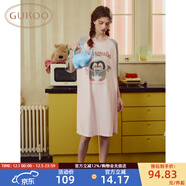 果殼（Gukoo）睡裙女春夏新款小企鵝系列睡衣女睡裙寬松睡裙圓領(lǐng)大卡通家居服B 天堂粉睡裙 M